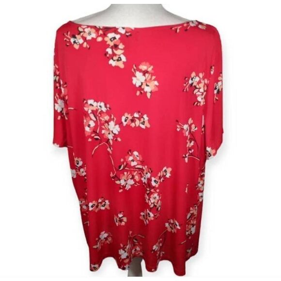 LIZ CLAIBORNE RED FLORAL BLOUSE SZ.3X EUC. - Picture 3 of 5